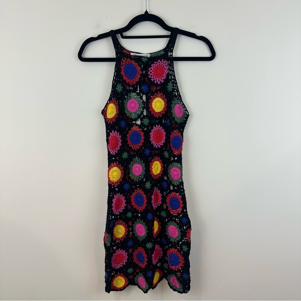 H&M Coachella Collection Multicolored Crochet Dress Size 4 Women's NWT - Picture 2 of 6